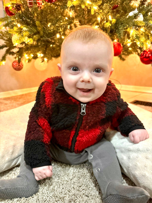 Baby Fleece Jacket - Red Plaid